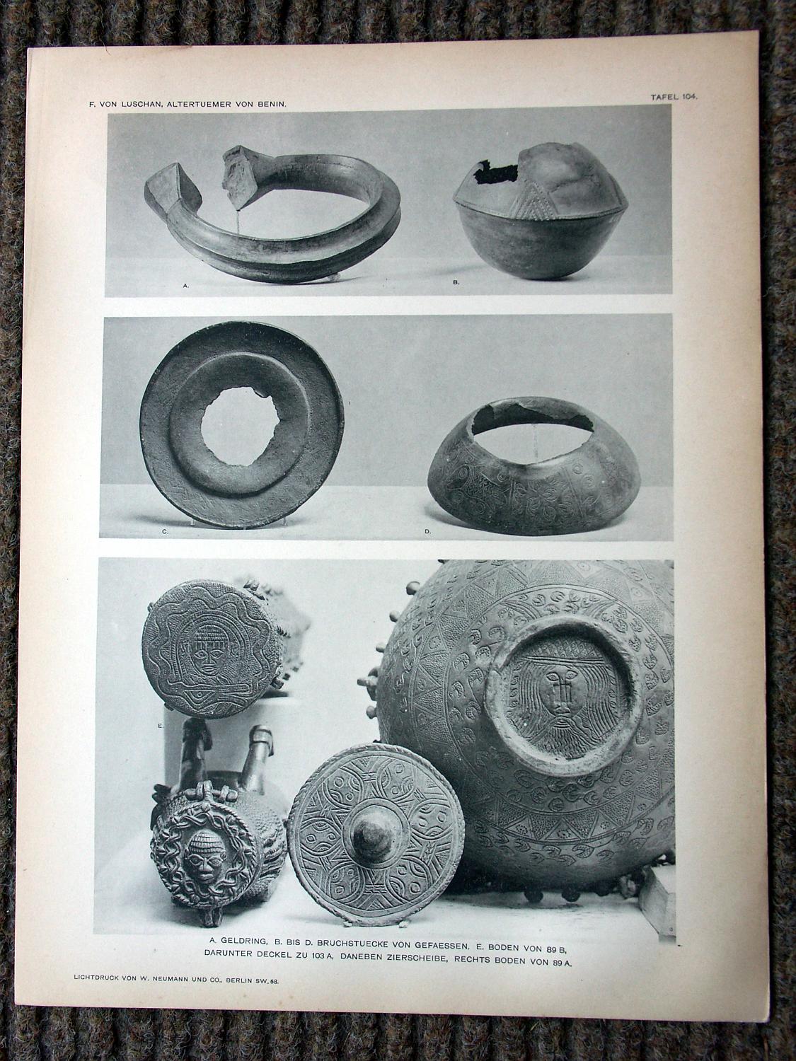 zz-lusc19,tafel 104 benin nigeria,bronze-gefäss